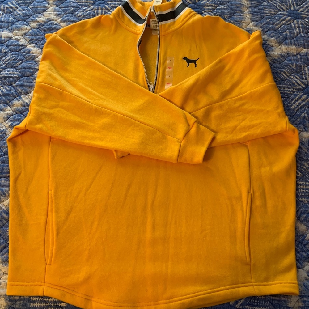 PINK quarter zip varsity pull-over